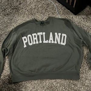 Cute army green Portland crew